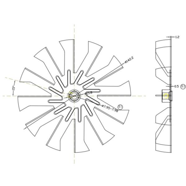 142mm Diameter Fan Blade FS1422 1.5mm For Roasting Oven/Pellet Stove