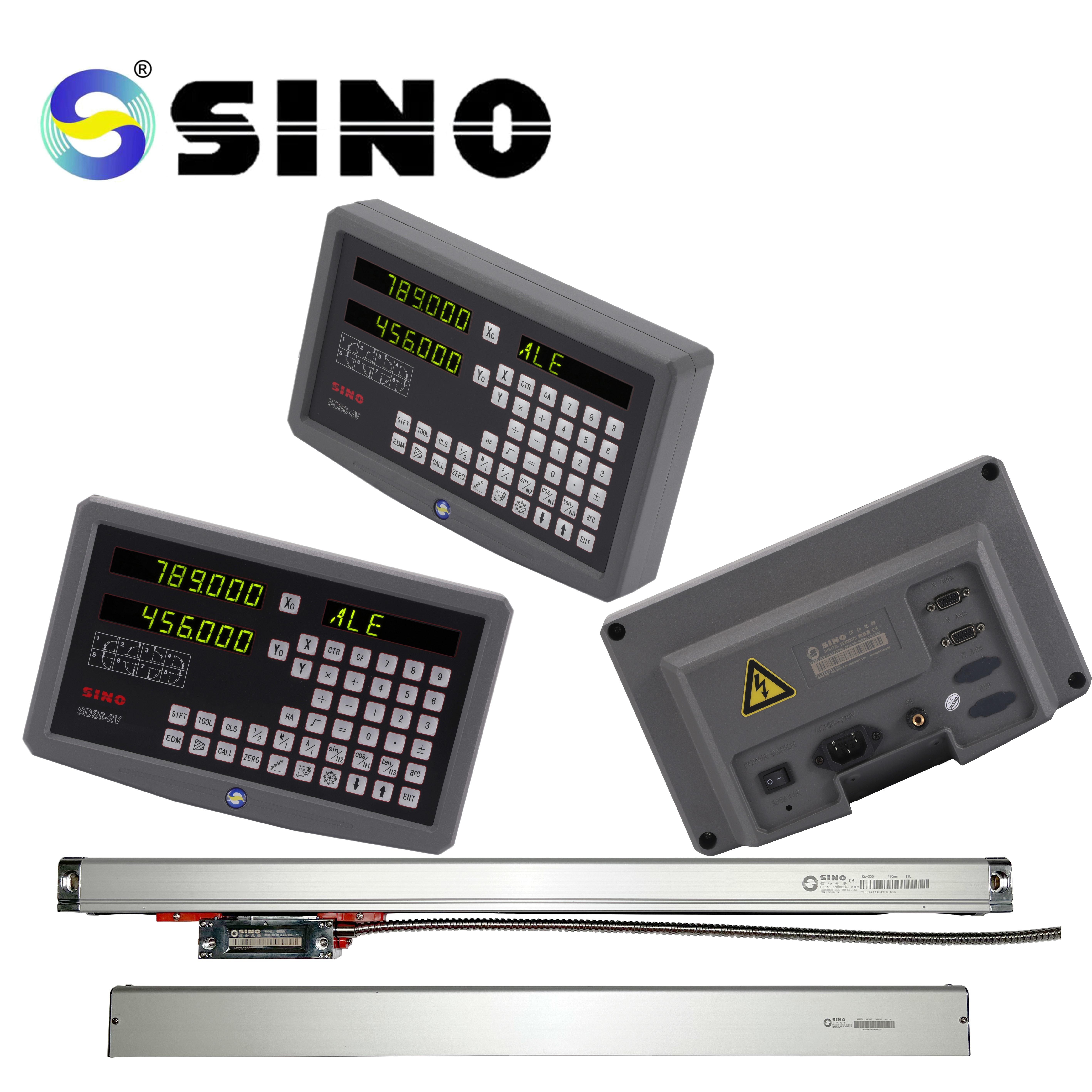 SINO SDS6-2V Linear Scale Encoder DRO Kit Digital Display Two Axis DRO Test Equipment
