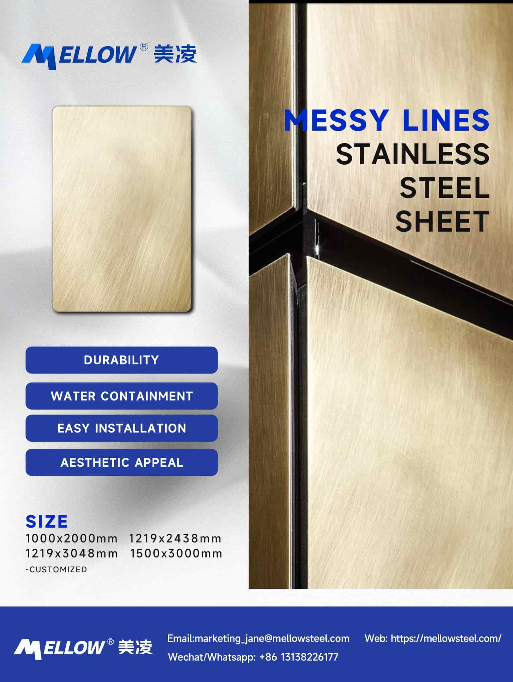 Titanium color Satin Mirror Finish Stainless Steel Sheet with Random Pattern