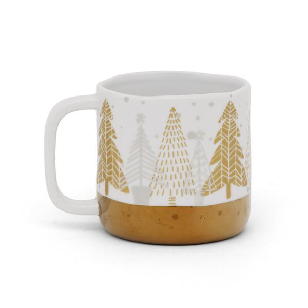 Christmas Mug Ceramic Tea Coffee Mug Electroplated Decal Porcelain Golden White