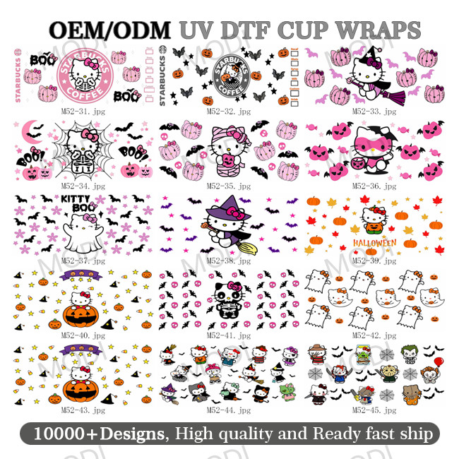 UV DTF Cup Wrap Transfers For Glass Tumblers Halloween Cup Stickers Design