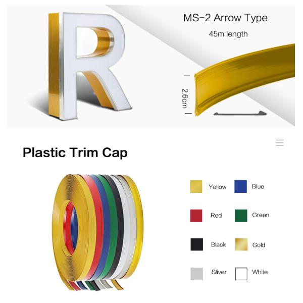 Outdoor Signs Gold Color Arrow Shape Waterproof 2.6cm Plastic Trim Cap