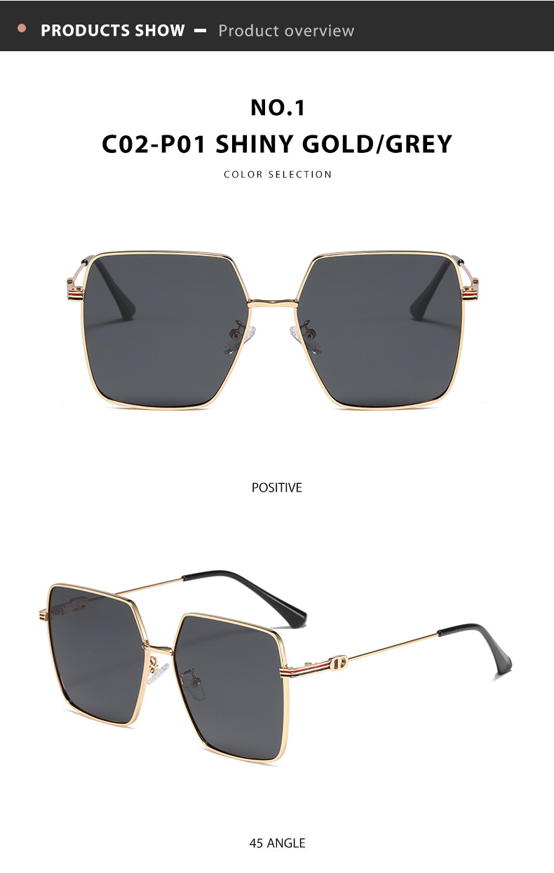 Oversized Metal Frame Sunglasses Anti UV Non Polarized Protect Eyes