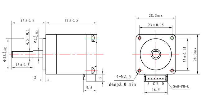 28*28*33mm NEMA 11 Stepper Motor 90mNm 28mm Stepper Motor 4 Wires
