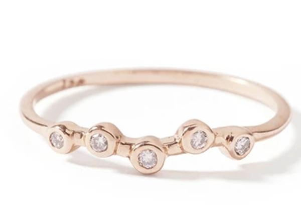 Tiny 0.10ct 14K Yellow Gold Jewelry Diamond Ring for Wedding 1.5mm-2.5mm Band