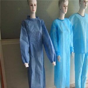 China Disposable Blue 50g/M2 SMS Adult Hospital Gowns wholesale
