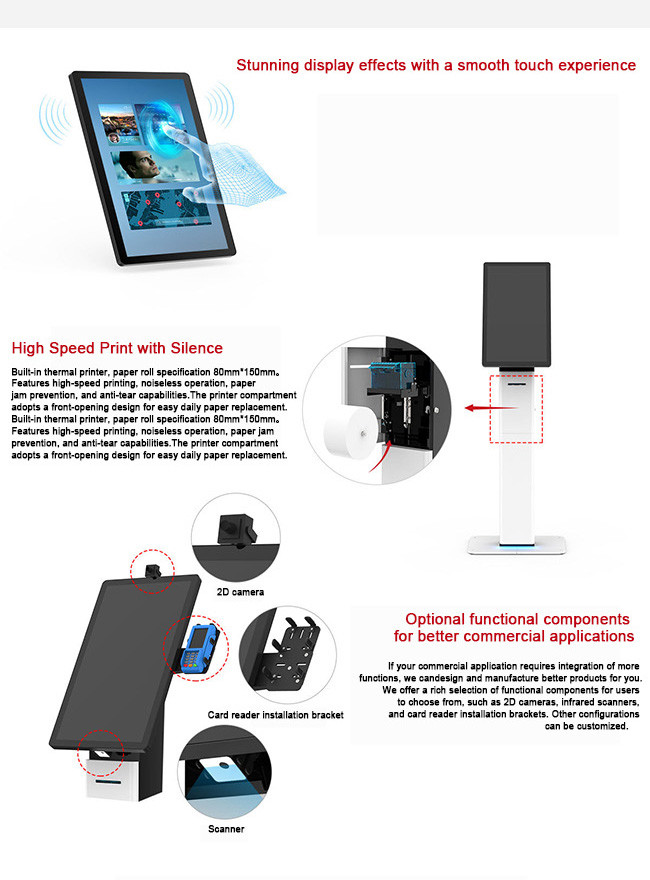 Self-Service Ordering Touchscreen Kiosk for Retail and Dining