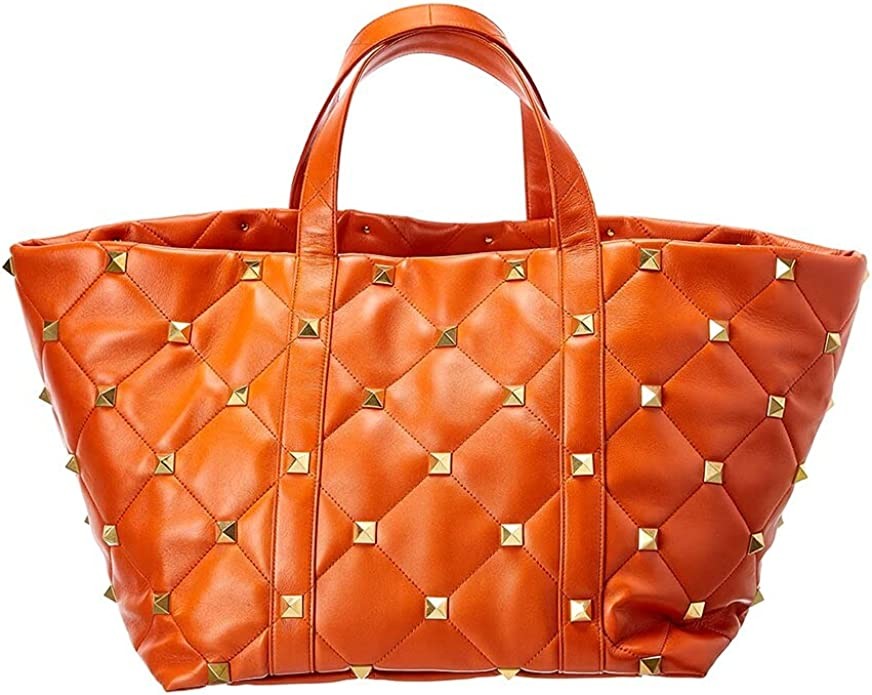 Valentino Maxi Roman Stud Leather Shoulder Luxury Brand Handbags Leather Lining