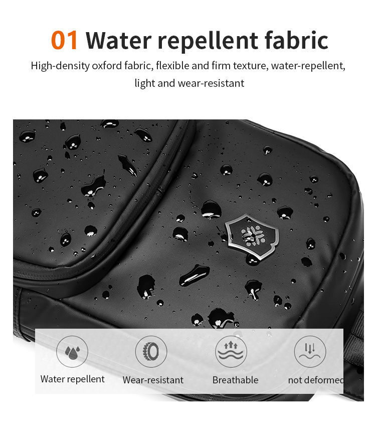 Waterproof Oxford Cloth Mens Shoulder Chest Sling Bag 19*10*34cm