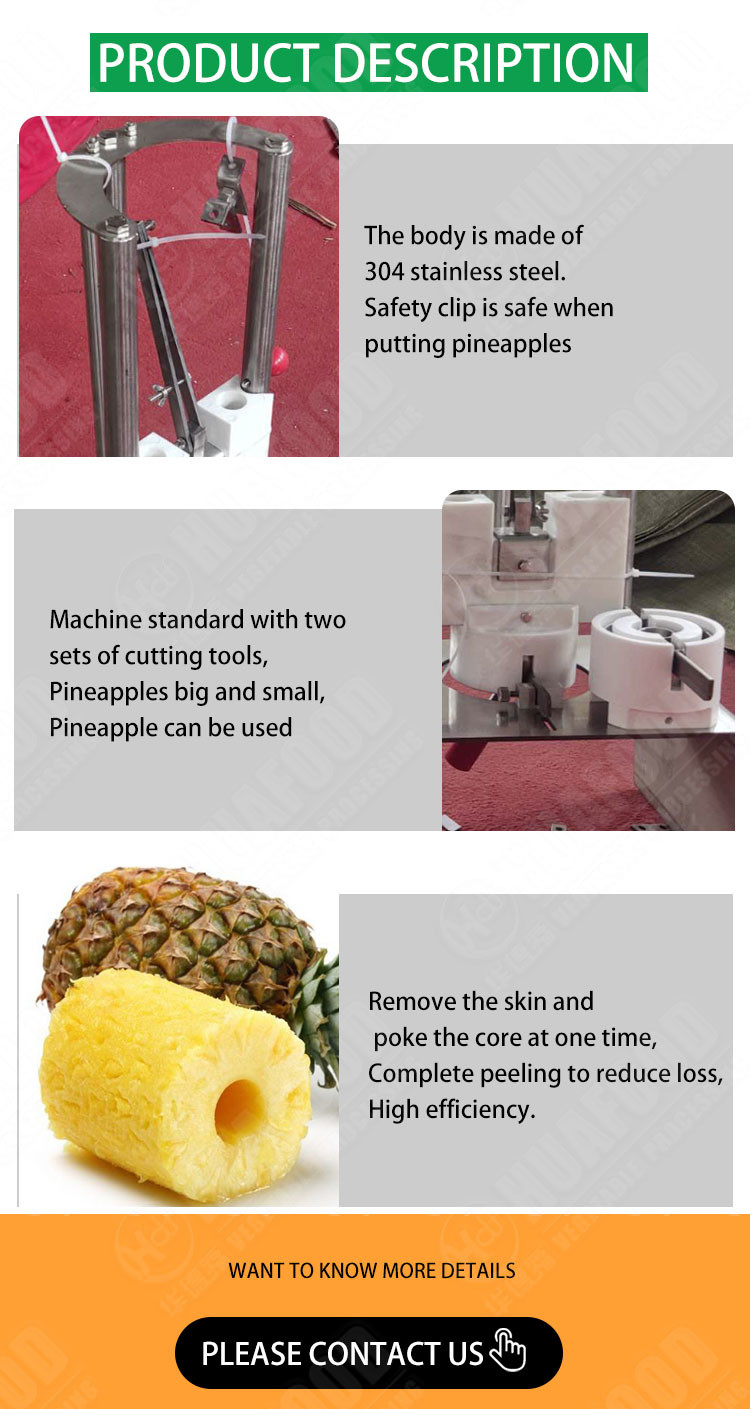 Pineapple Skin Peeler SUS304 Automatic Food Processing Machines