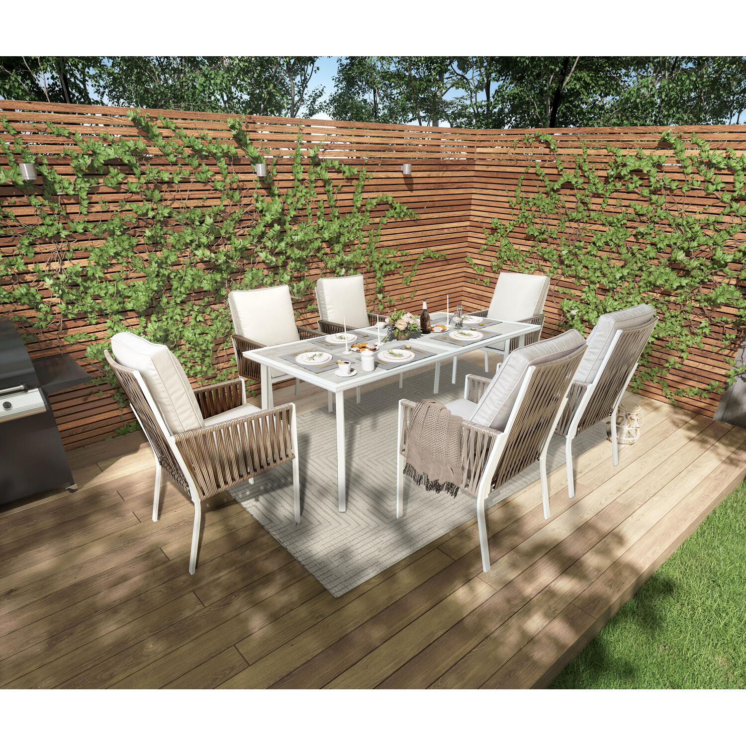 Modern Outdoor Table and Chairs Set for Restaurant Dining AJUNION Aluminum Dining