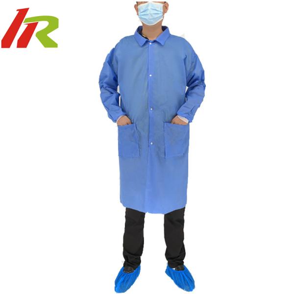 OEM Service Acceptable Multiple Color Option Disposable Lab Coat with Knitted