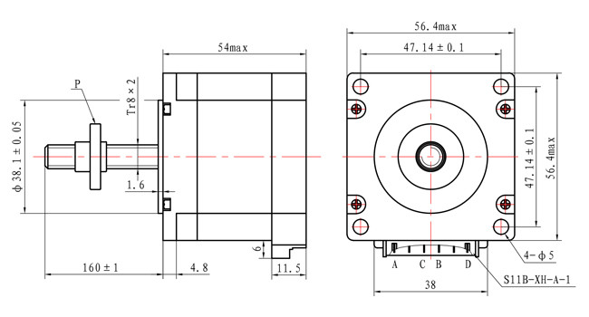 57x57x54mm 3.36V NEMA 23 Stepper Motor With Lead Screw For Engraving Machine