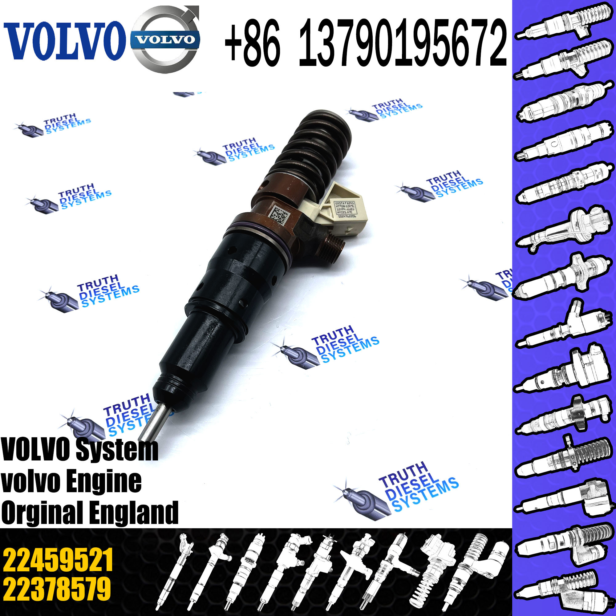 common rail Diesel Fuel Injector 22459521 For VOL HDE11 HDE13 EXT SCR Common rail injector BEBE1R17001