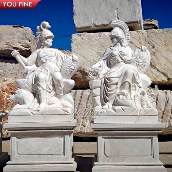 Outdoor Garden Life Size Sitting Greek Warrior Statue Marble Sculpture