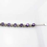 Sterling Silver Created Amethyst Clear CZ Diamonds Tennis Bracelet(B02PURPLE)