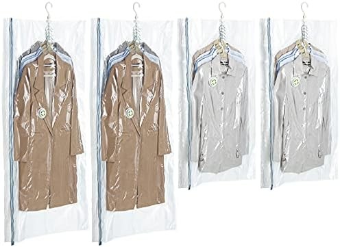 TAILI Hanging Vacuum Storage Bags Space Saver Bags, Set Of 4 (2 Long, 2 Short),