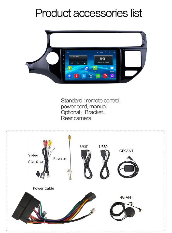 Kia Car Stereo Rio LHD 2015-2017 Kia Xcite Adapter Android 9 Inch 1+16GB Car Multimedia Player GPS Navigation Car Radio