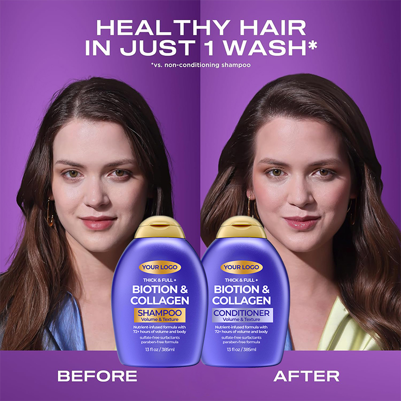 Strengthen Hair Prevent Hair Loss Biotin Collagen Hair Shampoo And Conditioner Set 2 Pieces Hair Care Set