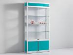 Blue Pharmacy Display Shelves , Multi Layer Pharmacy Cabinet Design With Lock