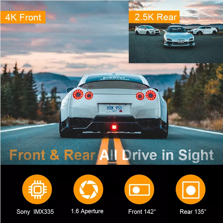4K 2K WDR Dash Cam WIFI GPS Logger Dual Lens Car DVR Novatek96670 Chip