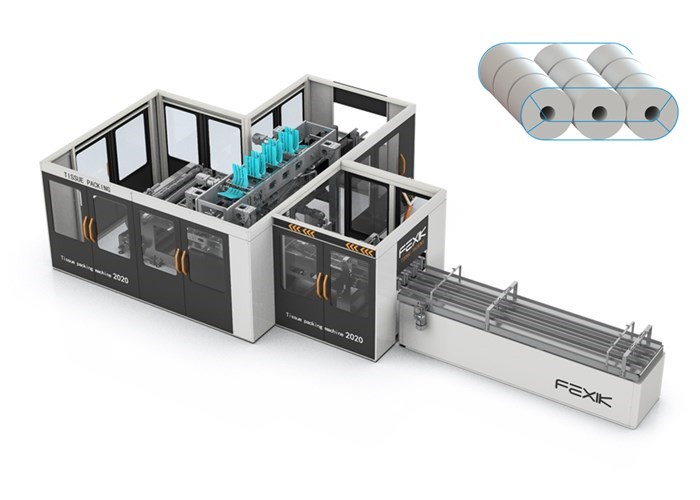 Plc Motion 50mic Tissue Manufacturing Machine , 40packs/Min Paper Towel Machine