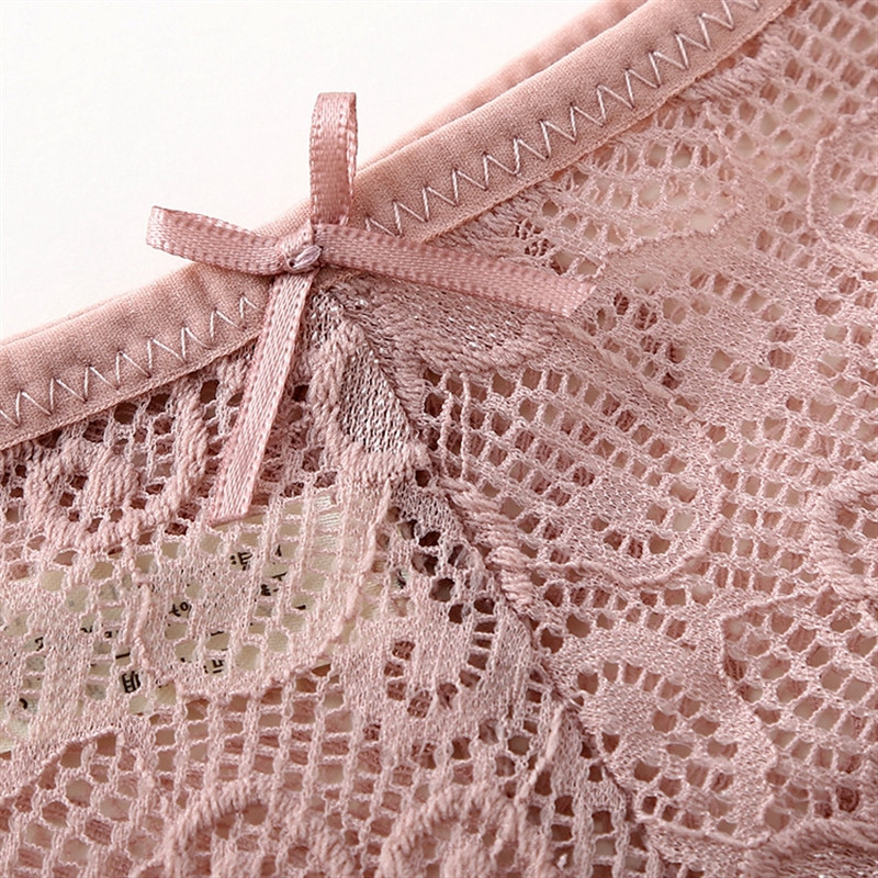 XL Hemp Nylon Underwear One Piece Bra Panty Breathable Briefs Lace Hollow