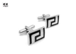 China Funky Black Custom Enamel Cufflinks Monogrammed , Antique Tin Cufflinks For Men wholesale