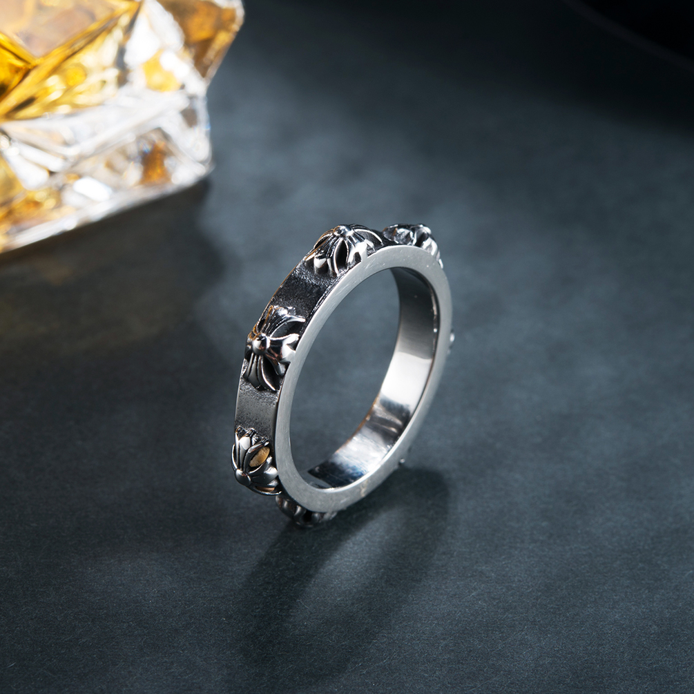 316l Stainless Steel Men's Rings Carved Flowers Ring Gift Jewelry Cool Rock Rings