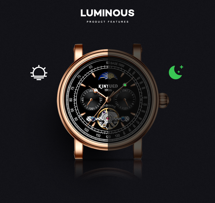 KINYUED big flywheel watch male waterproof business men's automatic mechanical watch
