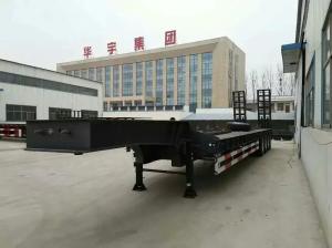 China 3 Axle Lowbed Semi Trailer , Low Flatbed Trailer With Air Suspension System wholesale