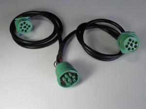 China Green Deutsch 9-Pin J1939 Female to J1939 Male and Threaded J1939 Male Y Cable wholesale