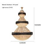 Top luxury Staircase Chandelier Lighting Large Home Decoration Crystal black