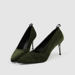 ZM007 9871-1 Pointed Stripe Suede Ladies High-Heeled Shoes Stiletto Nightclub