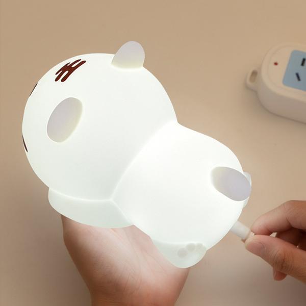 Cute Tiger Silicone Night Light LED Novelty Lamp 3 Level Dimmable Nursery Nightlight USB Rechargeable Timing Sleep Lamp