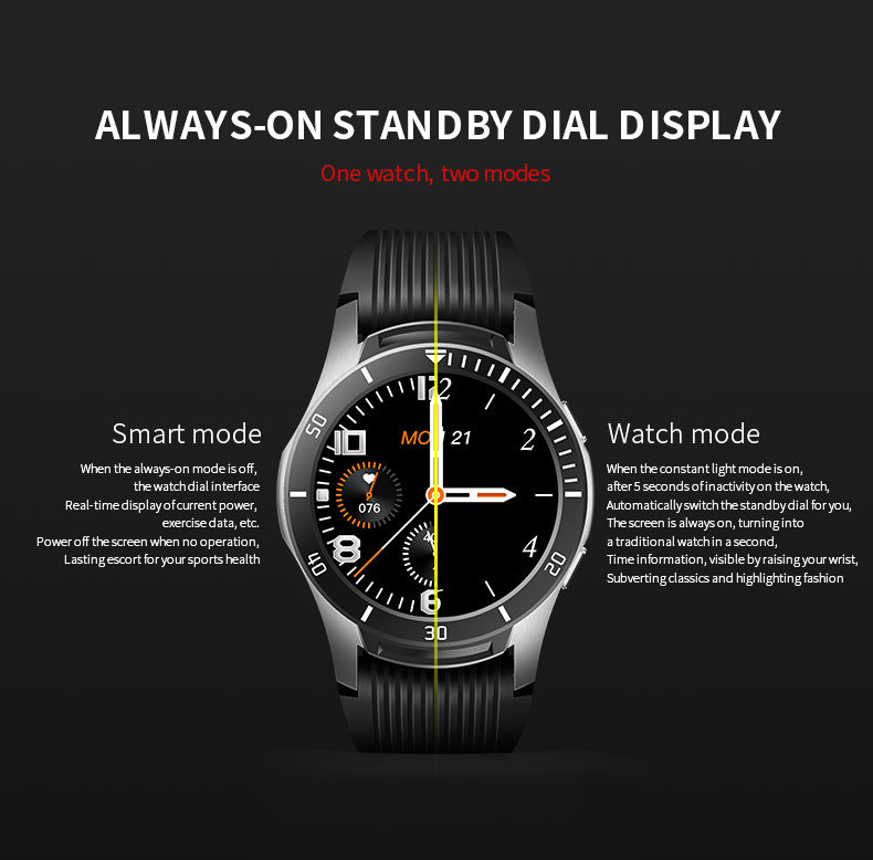 Mechanical Button Gt107 Android Sport Waterproof Watch Silicone Digital Smartwatch NFC