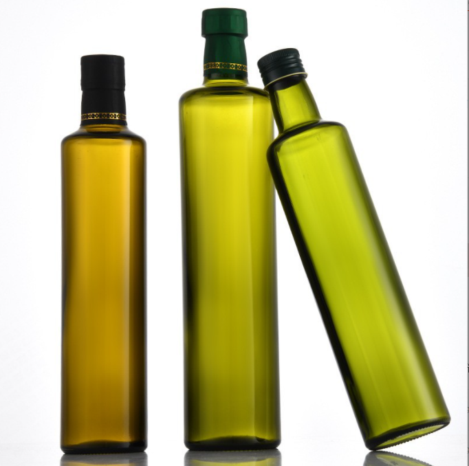 Collar Material Glass Dark Green Square Bottles 250ml 500ml 700ml for Cooking Olive Oil