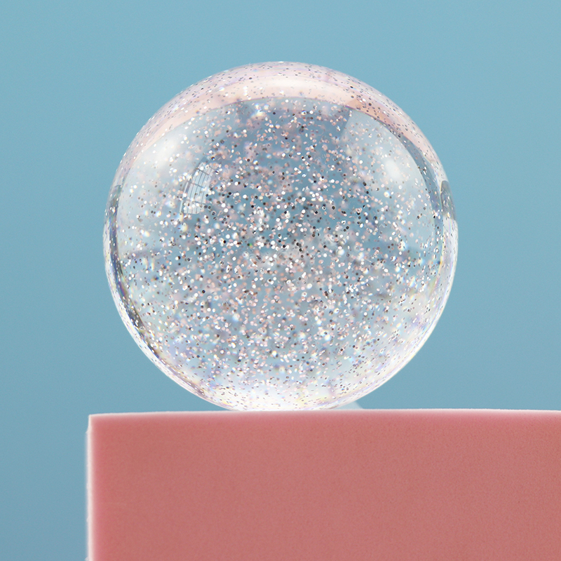 Customized Clear Glitter Ball Shiny Arylic Ball Glitter Powder Resin ball