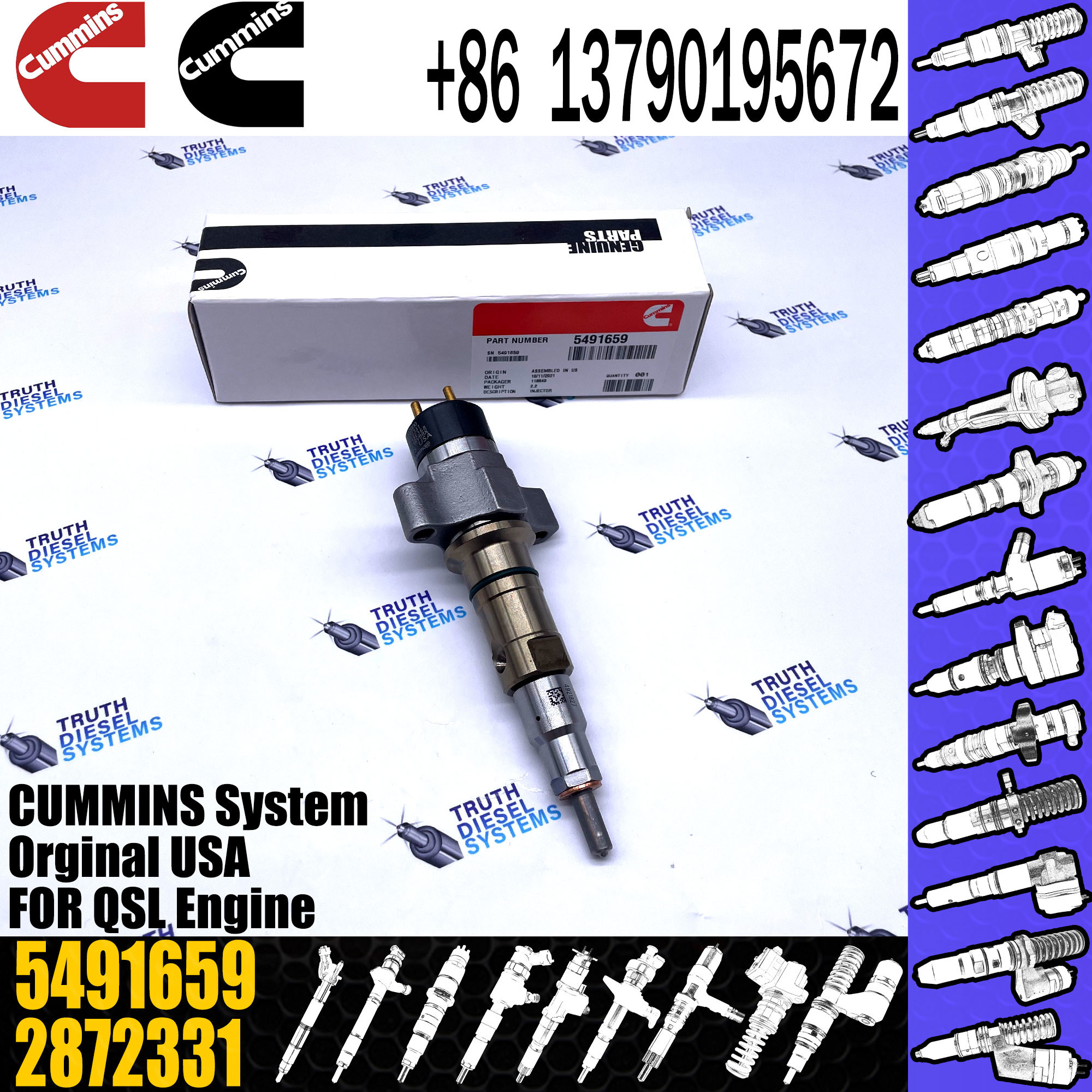 4359204 5491659 Diesel Engine Fuel Injector For Cummins Excavator QSL9.3 ISCE Engine 6L
