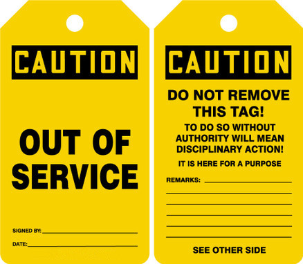 Plastic Caution Tag Yellow Die Cutting Waterproof PVC Safety Tag for Equipment