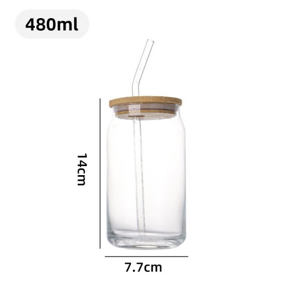 Sublimation Glass Coke Cup With Bamboo Lid And Straw Glass Cold Drink Cup High Borosilicate Glass Coated Transparent Glass Cup Set Sublimation Glass