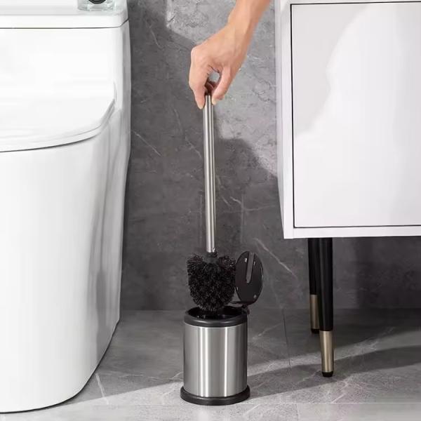 Economic Stainless Steel Toilet Brush With Easy Automatic Open Holder And Anti