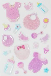 Cute Baby Girl Clear Japanese Puffy Stickers Lovely Little 3D Shapes