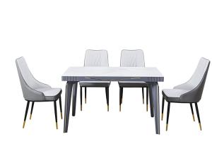 China Metal Inlaid Light Luxury Rock Slate Top Dining Table wholesale