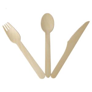 China Disposable Cutlery Biodegradable Wooden Forks , Spoons , Knives Set Plastic Free wholesale