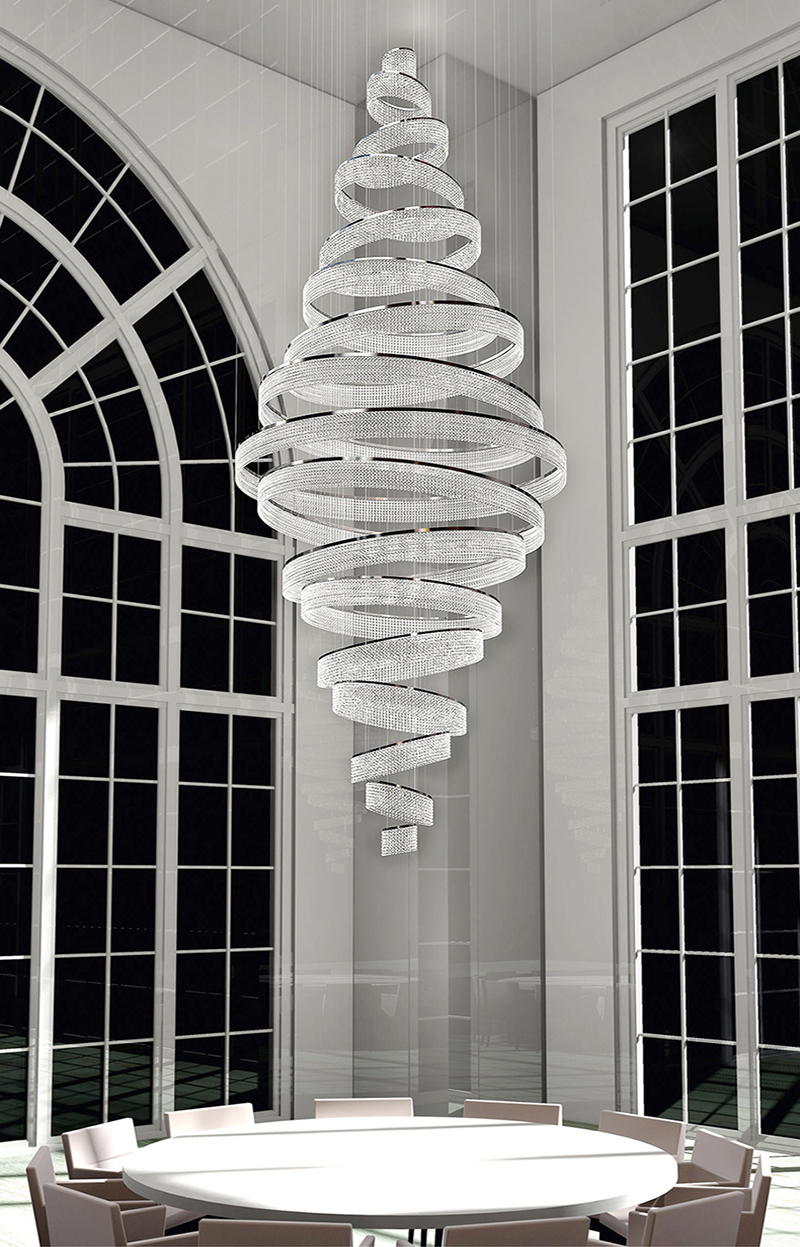 Modern Staircase Chandeliers For Living Room Lobby Club Luxury Ring Lights(WH-NC-90)
