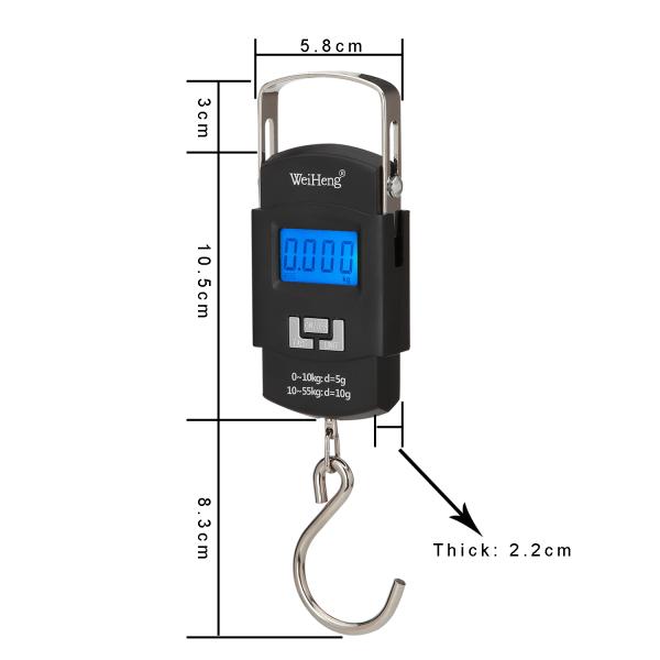 High Accuracy 10g ABS Material 50kg Digital Fishing Scale with LED Display Customizable for Luggage Weighing OEM Support