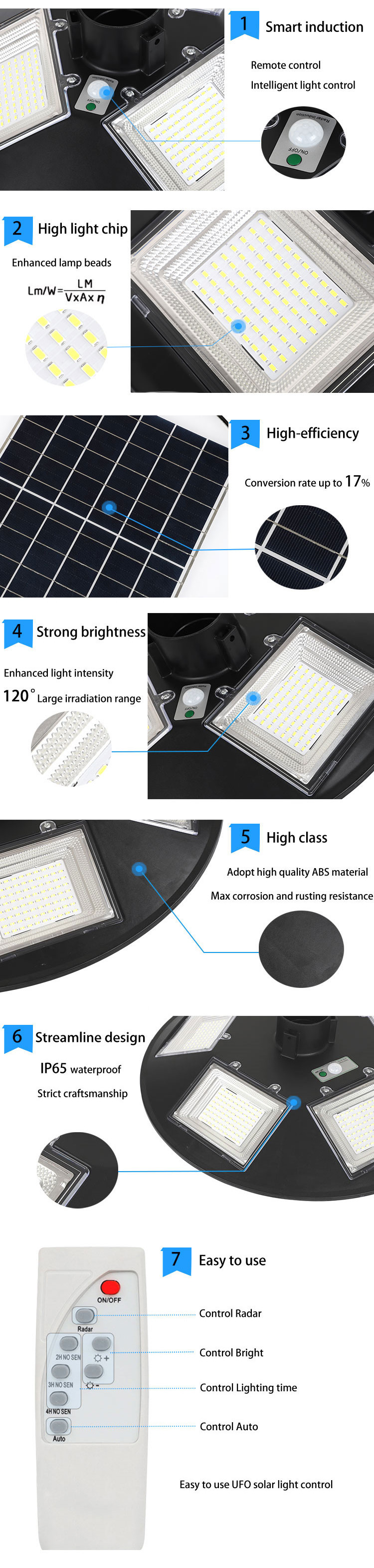 300w Ip65 LED Garden Light Fixtures Abs Housing Solar Garden Lamp With Pole