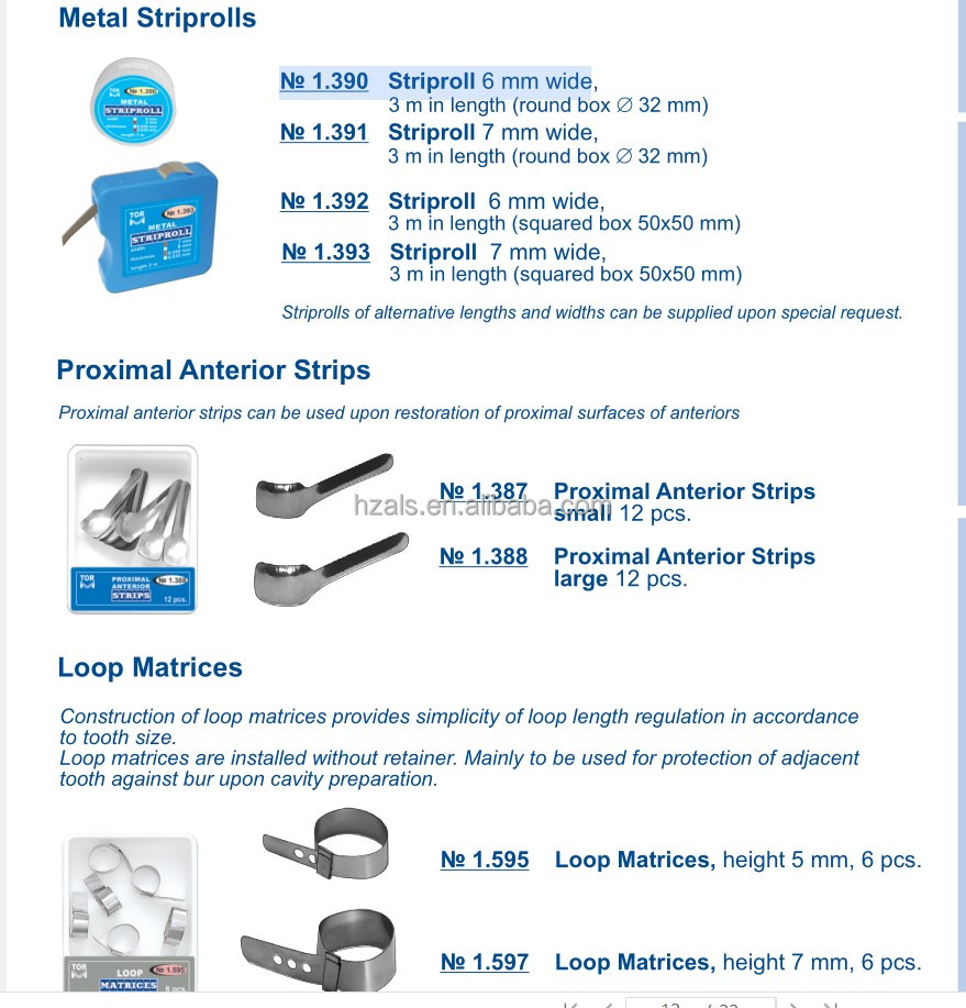 12pcs/kit Dental Restoration Materials Twin Anterior Matrices no.1.523/1.533 TOR VM Shelf Life 2 years MFDS Safety Standard