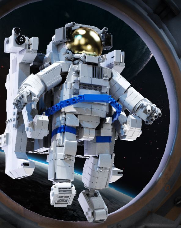 Wooden Building Blocks Set of 1515 Pieces Astronaut Toy for Kids Christmas Decoration